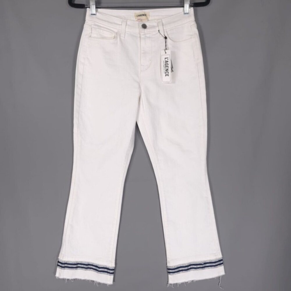 NWT L’AGENCE Women Jada HighRise Cropped Baby Boot Jeans Double Hem Trim Size 25